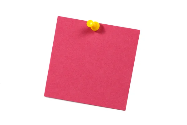 Pink blank card with push pin isolated on white background — Stock Photo, Image