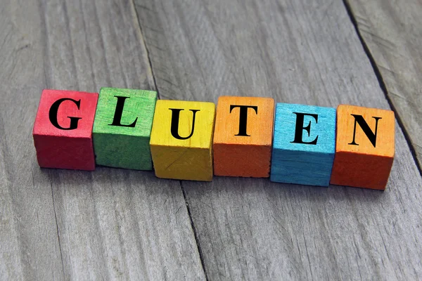 Concept of gluten word on wooden cubes — Stock Photo, Image