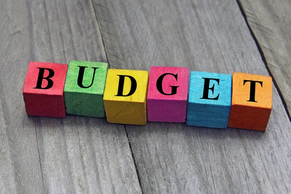 Concept of budget word on wooden cubes — Stock Photo, Image