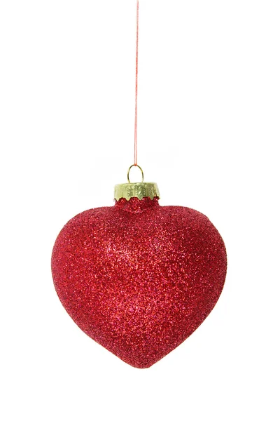 Rosso scintillio Natale bauble isolato su sfondo bianco — Foto Stock