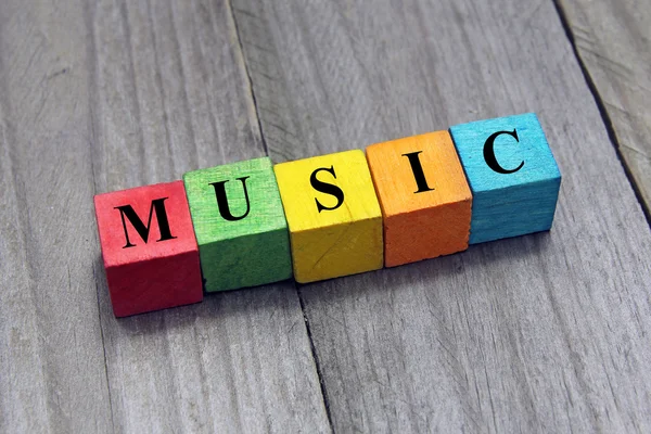 Concept of music word on wooden cubes — Stock Photo, Image