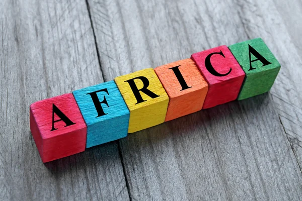 Word africa sur cubes en bois colorés — Photo