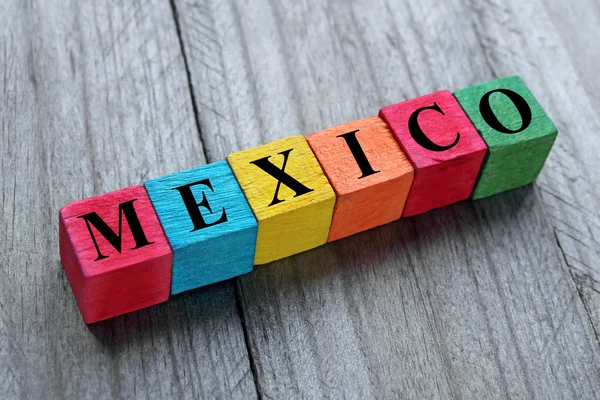 Word mexico på farverige træterninger - Stock-foto