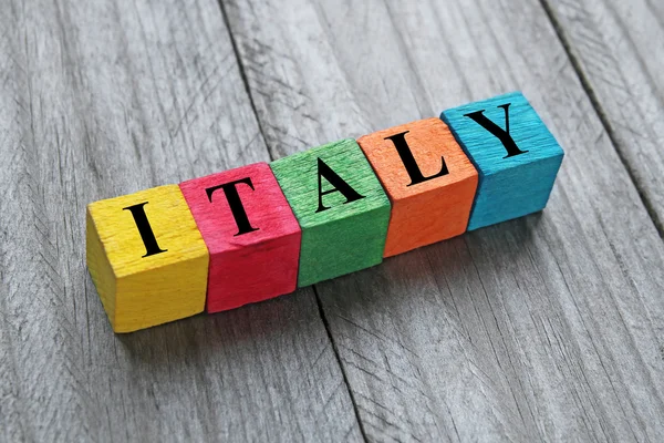 Word italy on colorful wooden cubes — Stock Photo, Image