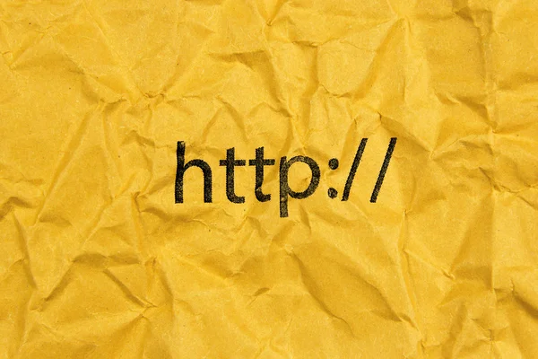 Text http på gult papper — Stockfoto