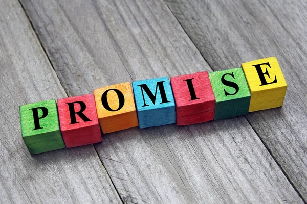 Word promise on colorful wooden cubes — Stock Photo, Image