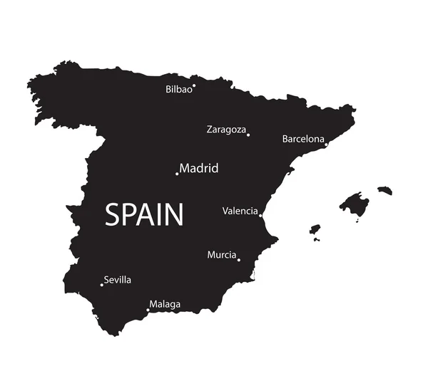 Schwarz-weiße Landkarte von Spanien — Stockvektor