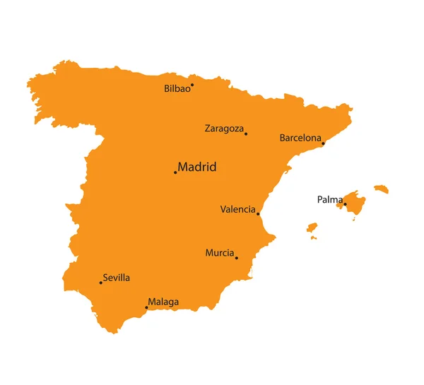 Carte orange de l'Espagne — Image vectorielle