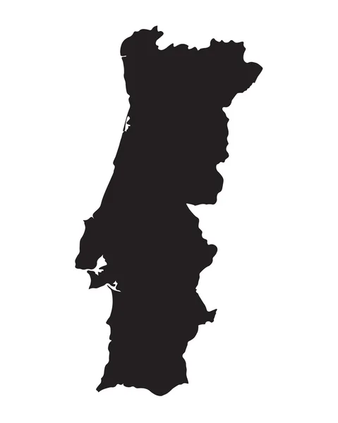 Mapa negro de Portugal — Vector de stock