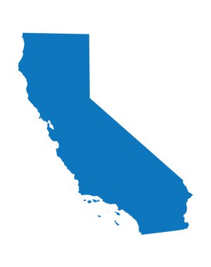 Blue map of California clipart