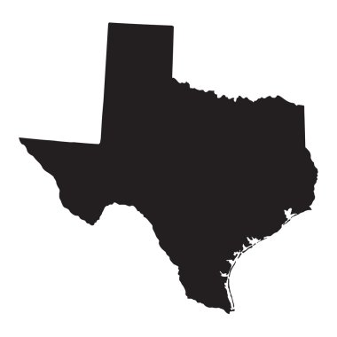 Black map of Texas clipart