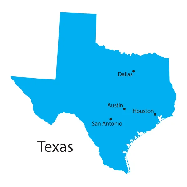 Blaue Karte von Texas — Stockvektor