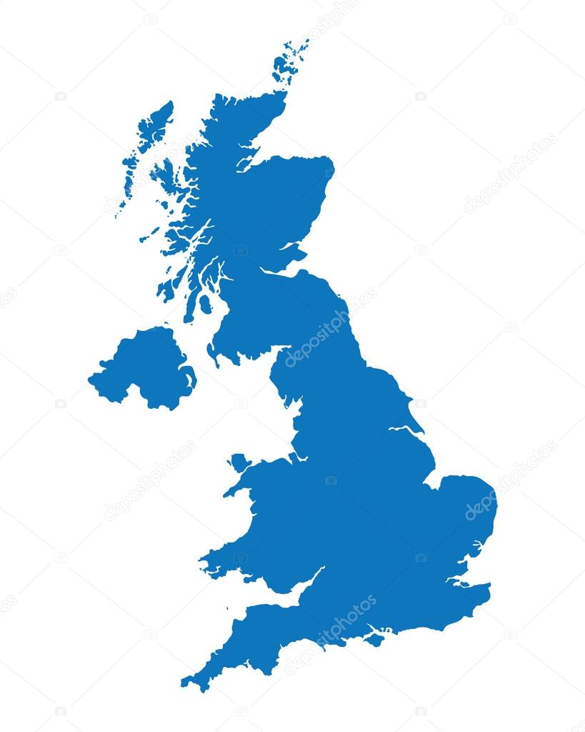 Blue map of United Kingdom