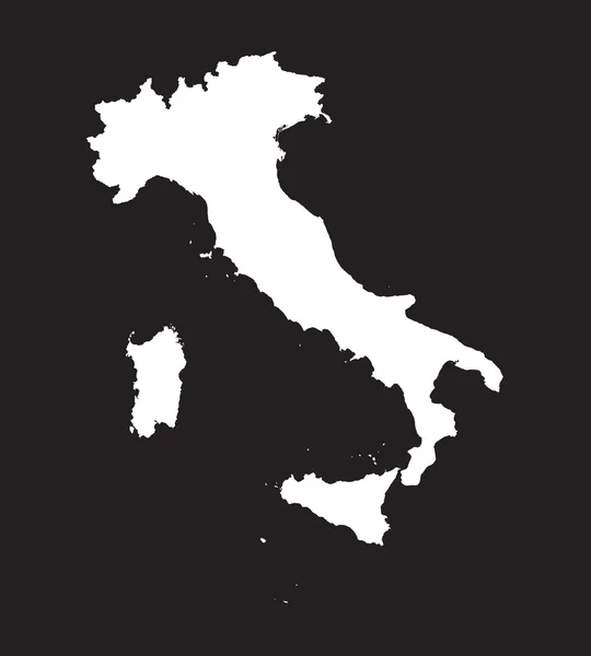 Carte blanche de l'Italie sur fond noir — Image vectorielle