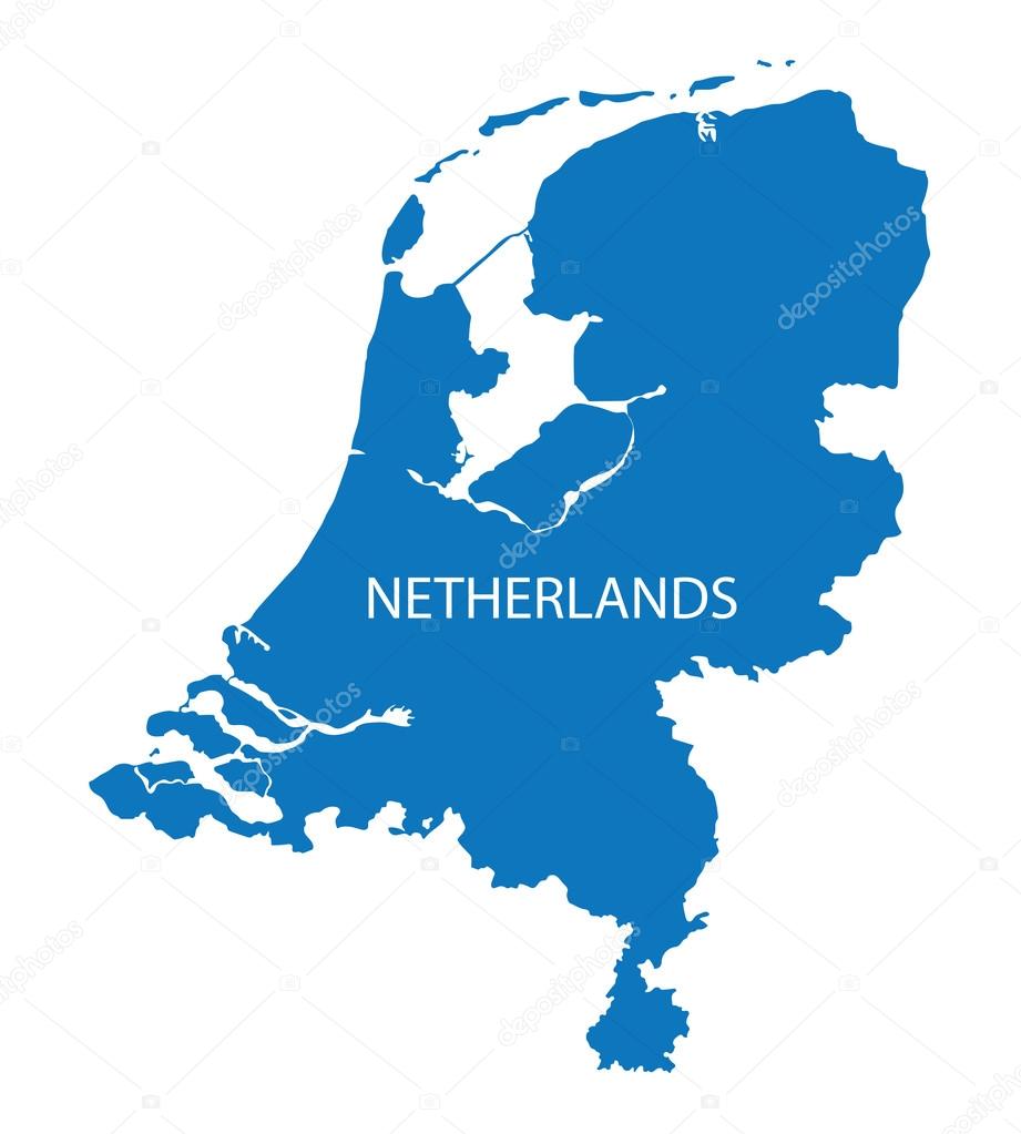 Blue map of Netherlands