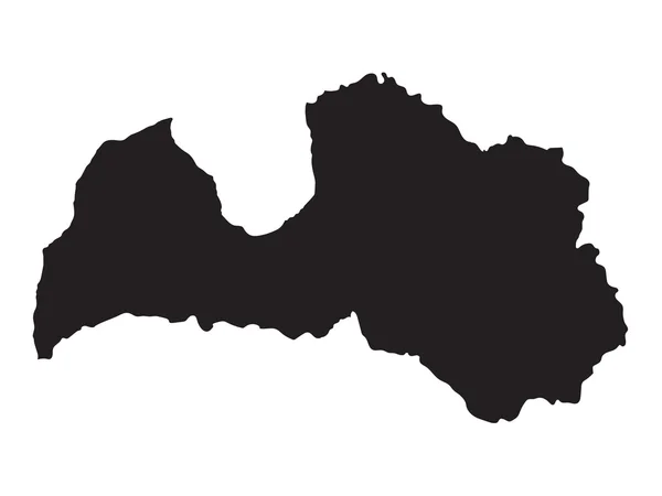 Negro mapa de Letonia — Vector de stock