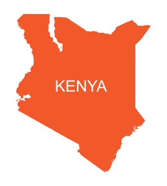 Orange map of Kenya clipart