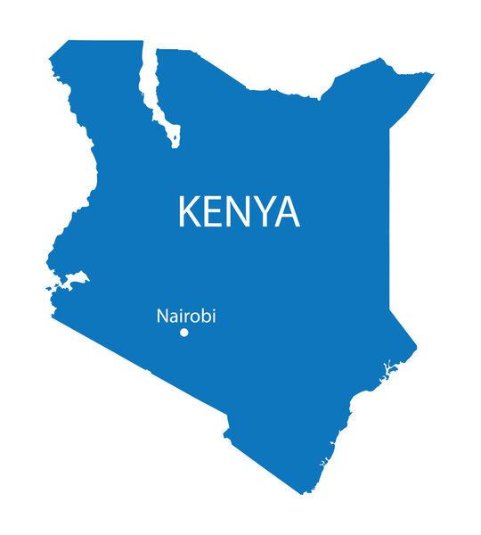 Blue map of Kenya