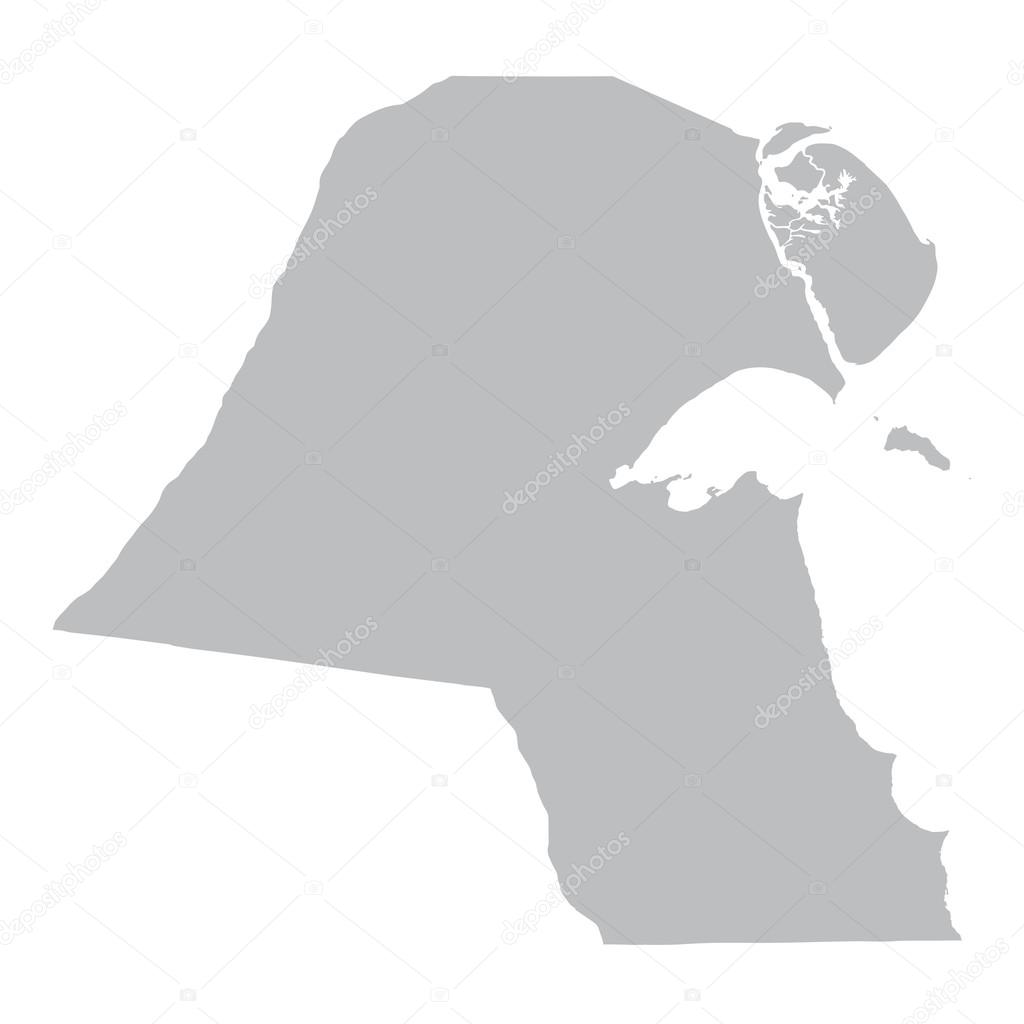 Grey map of Kuwait