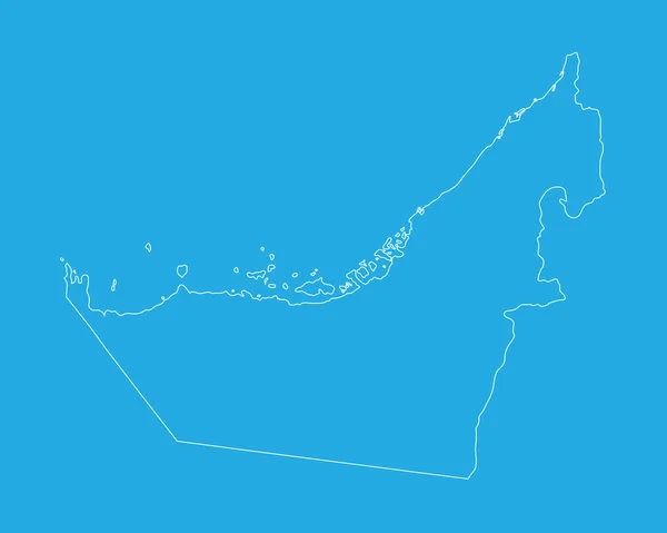 Skissera av Förenade Arabemiraten karta på blå bakgrund — Stock vektor