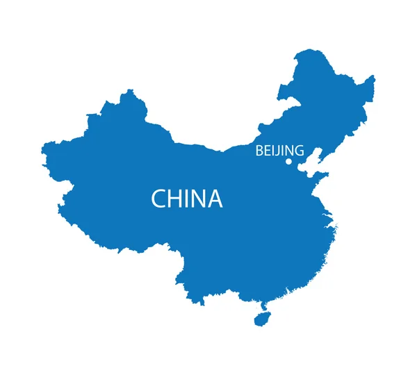 Blaue Karte von China — Stockvektor