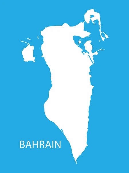 Weiße Karte von Bahrain auf blauem Hintergrund — Stockvektor