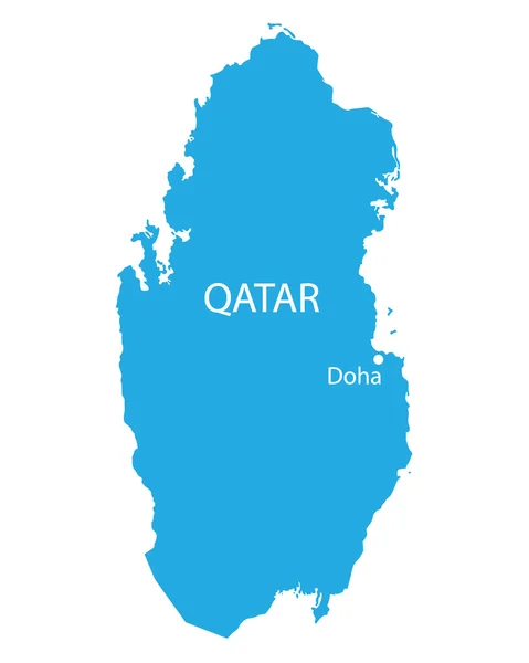 Blauwe kaart van Qatar — Stockvector