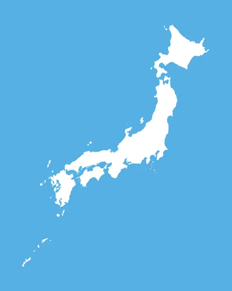 Mapa blanco de Japón mapa sobre fondo azul — Vector de stock