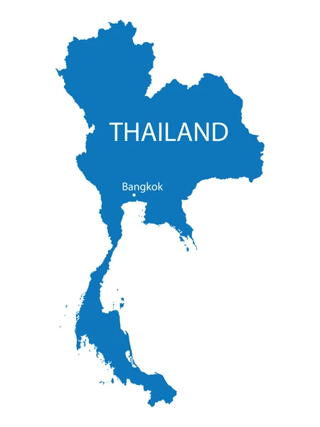 Blauwe kaart van Thailand — Stockvector