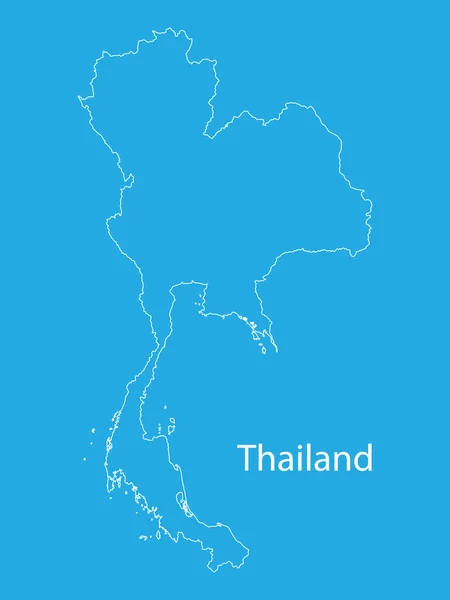 Esquema de Tailandia mapa sobre fondo azul — Vector de stock
