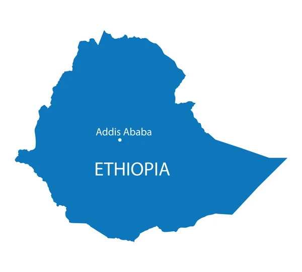 Blauwe kaart van Ethiopië — Stockvector