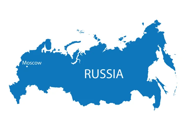 Azul mapa de Rússia — Vetor de Stock