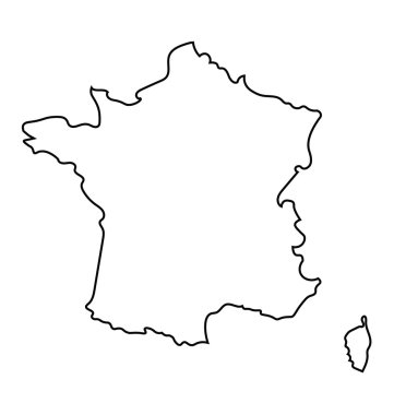 Siyah ve beyaz soyut Fransa Haritası