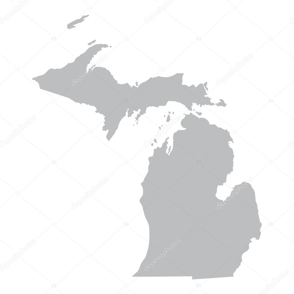 Grey map of Michigan