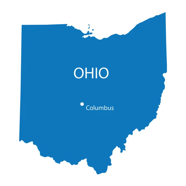 Carte bleue de l'Ohio avec indication de Columbus — Image vectorielle