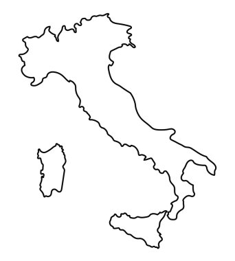 Black abstract outline of Italy map clipart