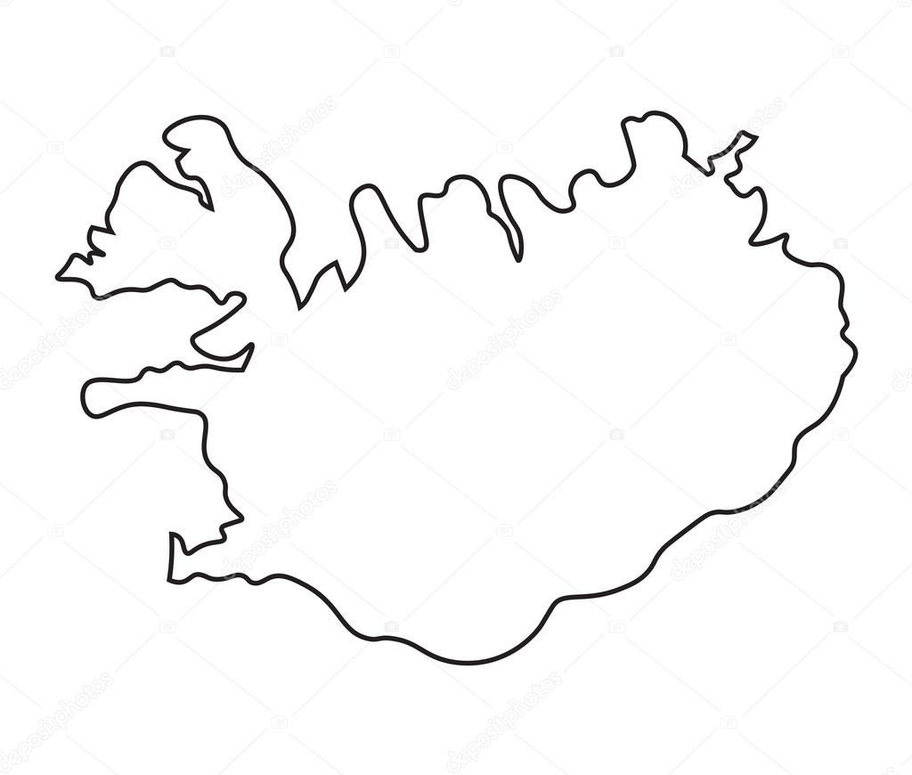 Black abstract map of Iceland