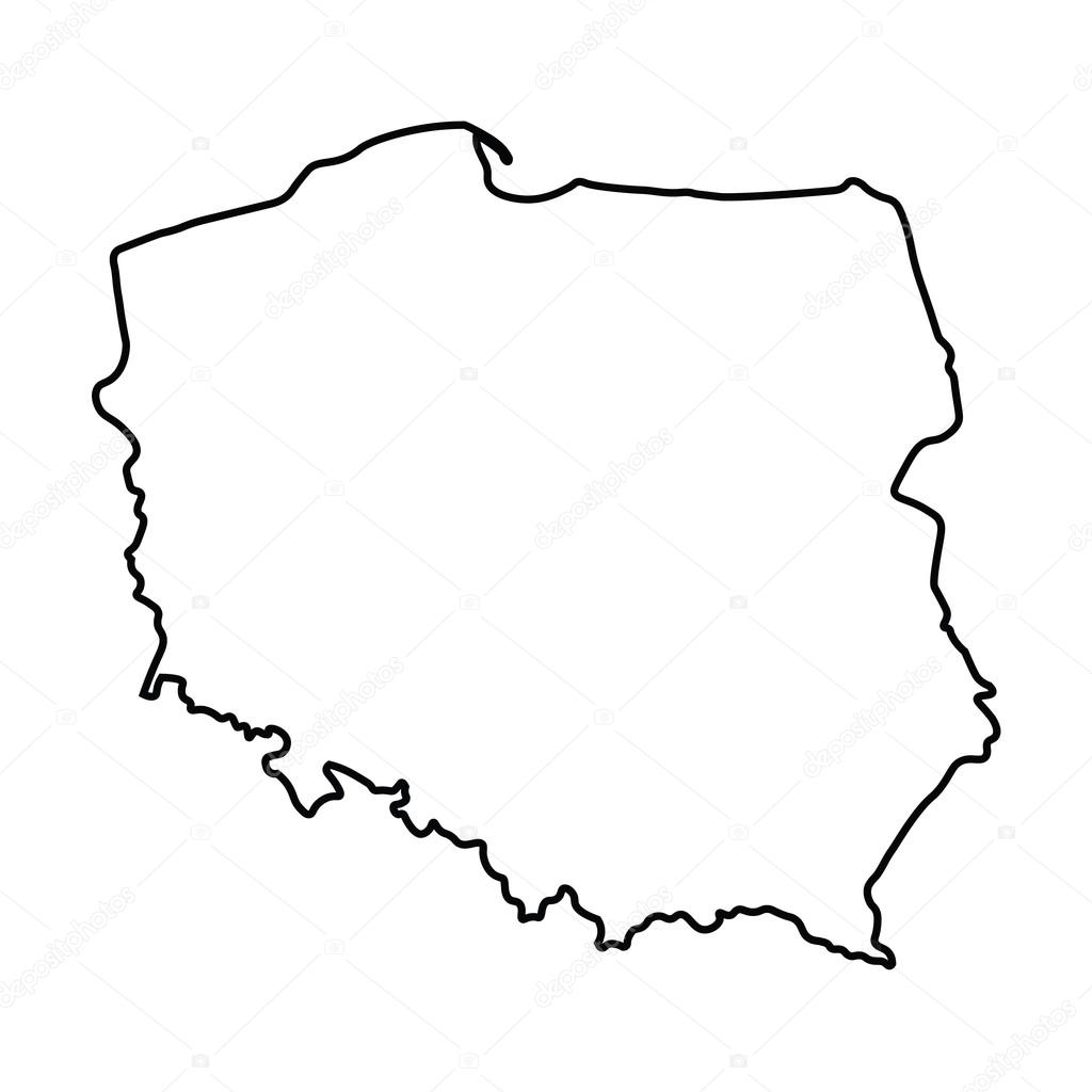 Black abstract outline of Poland map