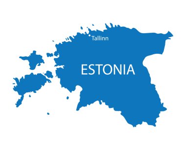 Mavi Estonya Haritası Tallinn göstergesi ile