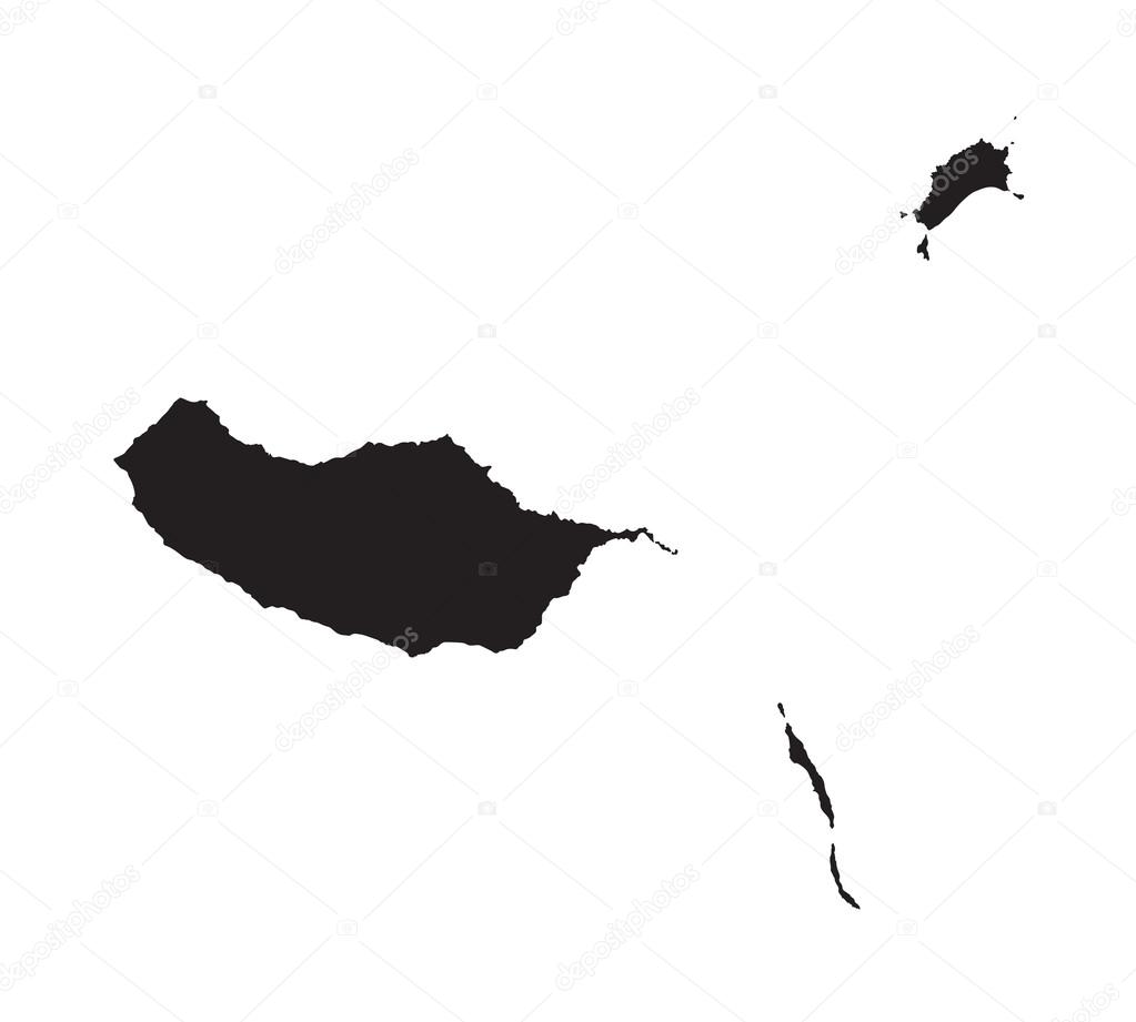 Black map of Madeira Islands
