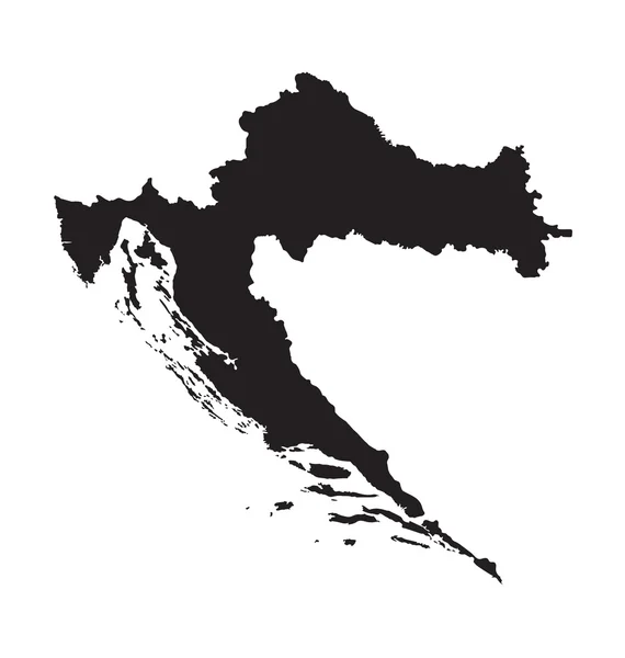 Negro mapa de Croacia — Vector de stock