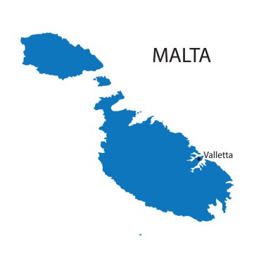 Malta Valletta göstergesi ile mavi Haritası