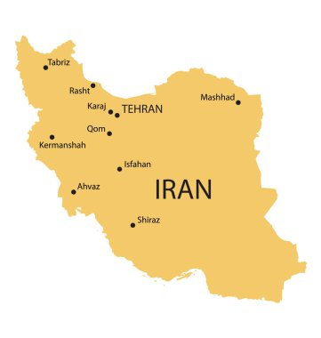 Iran sarı Haritası en büyük şehirler göstergesi ile