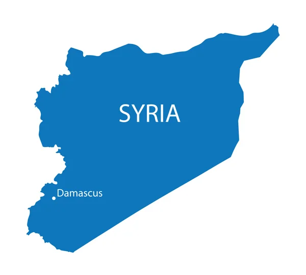 Mapa azul de Siria con indicación de Damasco — Archivo Imágenes Vectoriales
