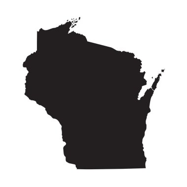 Black map of Wisconsin clipart