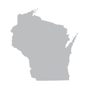 Grey map of Wisconsin clipart