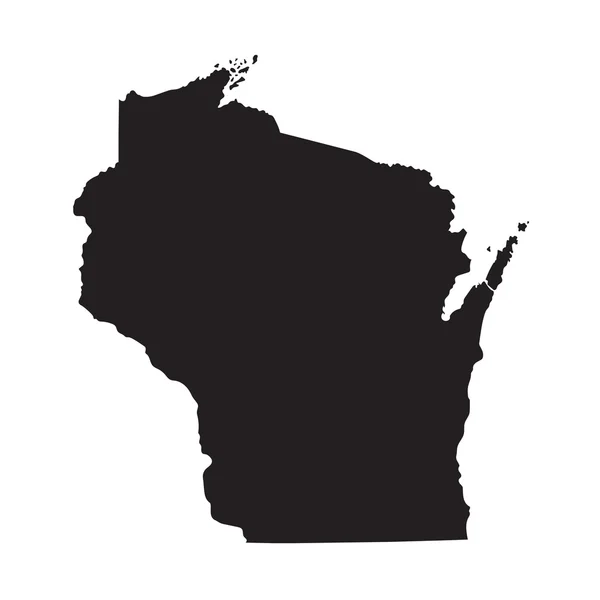 Siyah Wisconsin Haritası — Stok Vektör