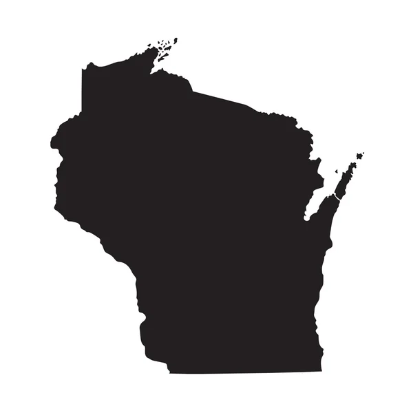 Negro mapa de Wisconsin — Vector de stock