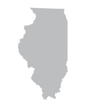 Grey map of Illinois clipart