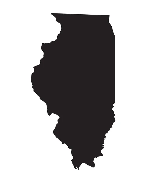 Negro mapa de Illinois — Vector de stock